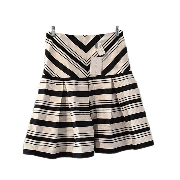 Alexis NWT $517 Emmerson Black & White Stripe Bell Flare Skirt, Size M/L (8-10) - Picture 4 of 9